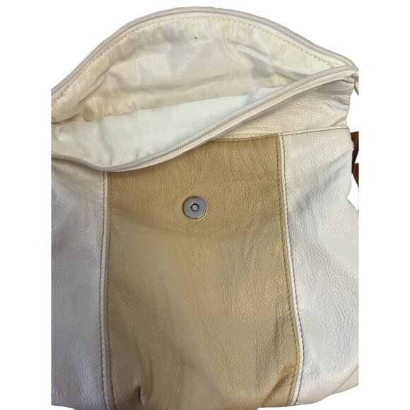 Harvé Benard Crossbody Shoulder Bag – White and Beige with Tan Strap - Picture 2 of 10